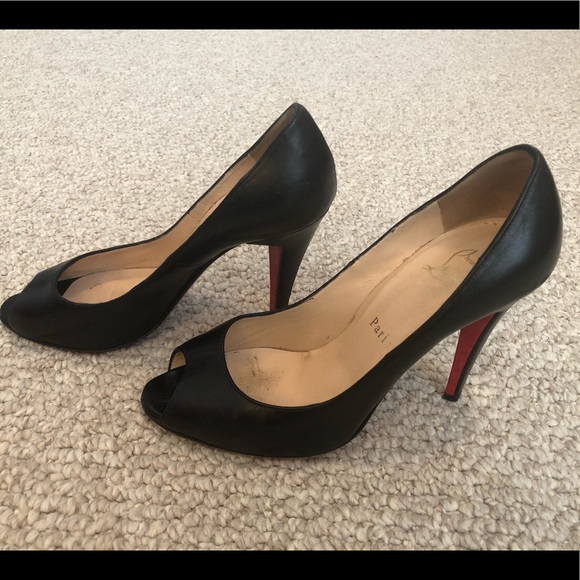 Christian Louboutin Shoes - Christian Louboutin Peep Toe Black Heels